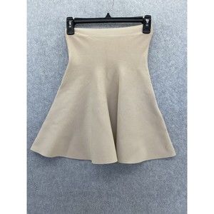 BCBG Maxazria Women's Solid Beige Skirt Swing Size Small Stretch Pullon Flare
